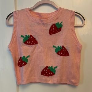 Pink strawberry sweater vest